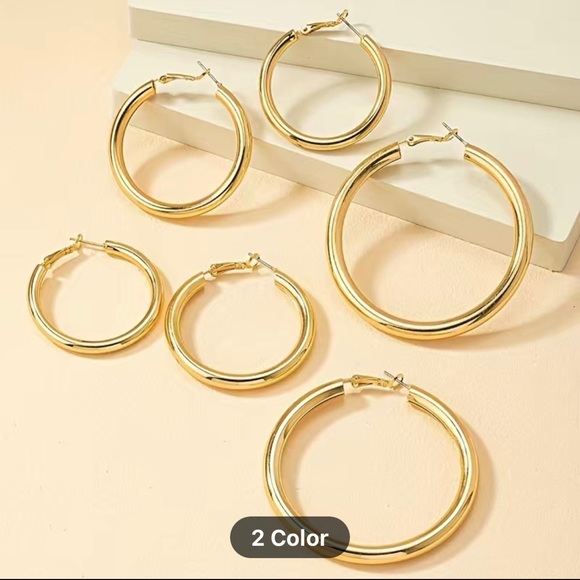 🆕❗️Golden Hoop Earrings Elegant Hip Hop Style Alloy Jewelry Exquisite Female - Picture 3 of 4